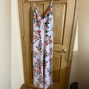 Lush Medium Dress floral Vneck Slit vacation summer dress long